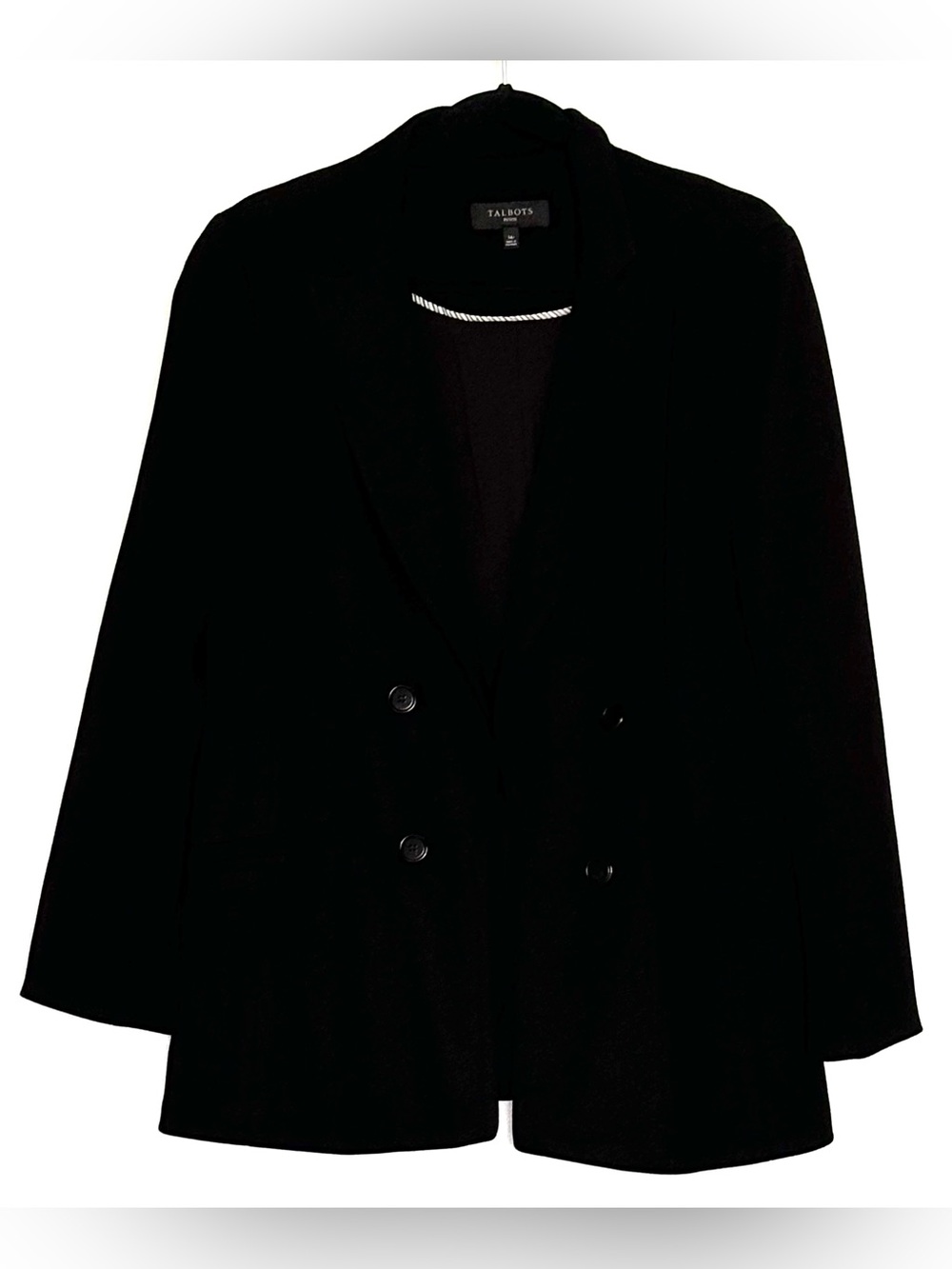 Talbots Luxe Ponte Double Breasted No Close Blazer Black Size 14P - Picture 2 of 5